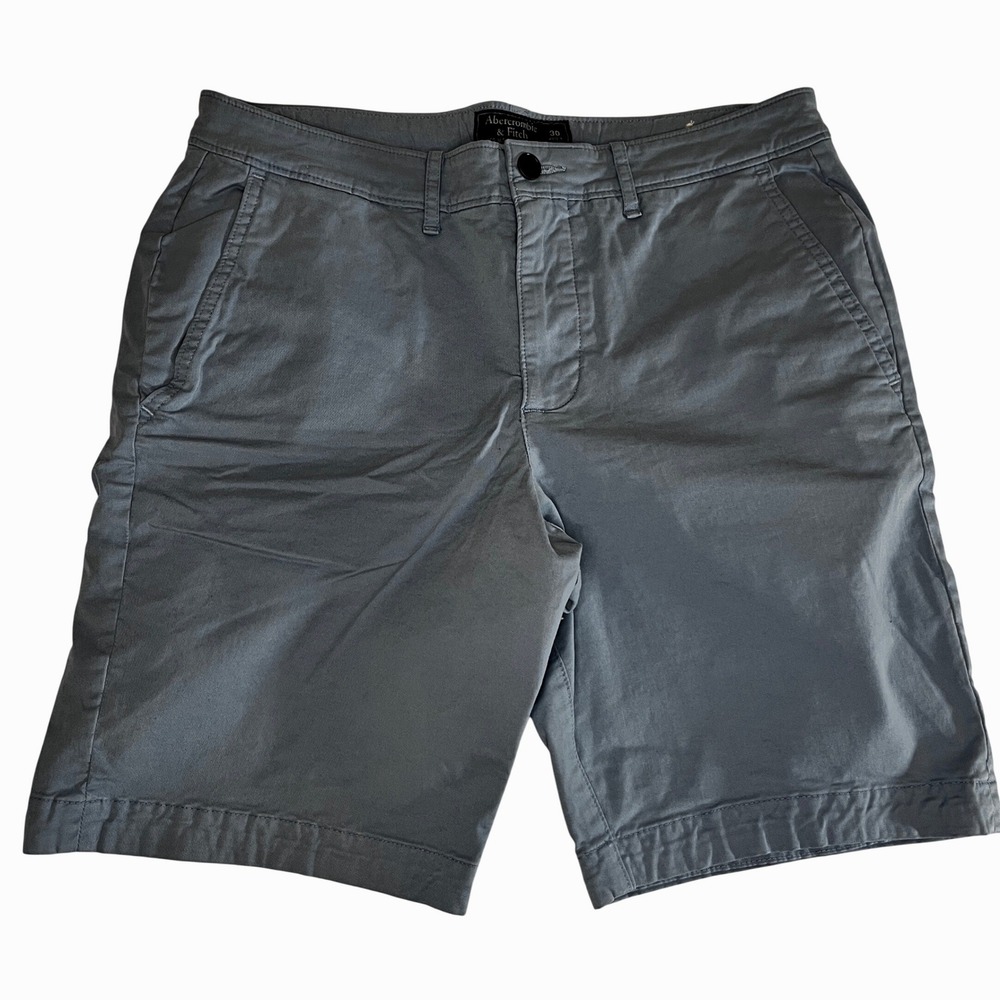Abercrombie & Fitch‎ Mens Gray Stretch Chino Shorts Size 30 Classic Fit 9 Inseam